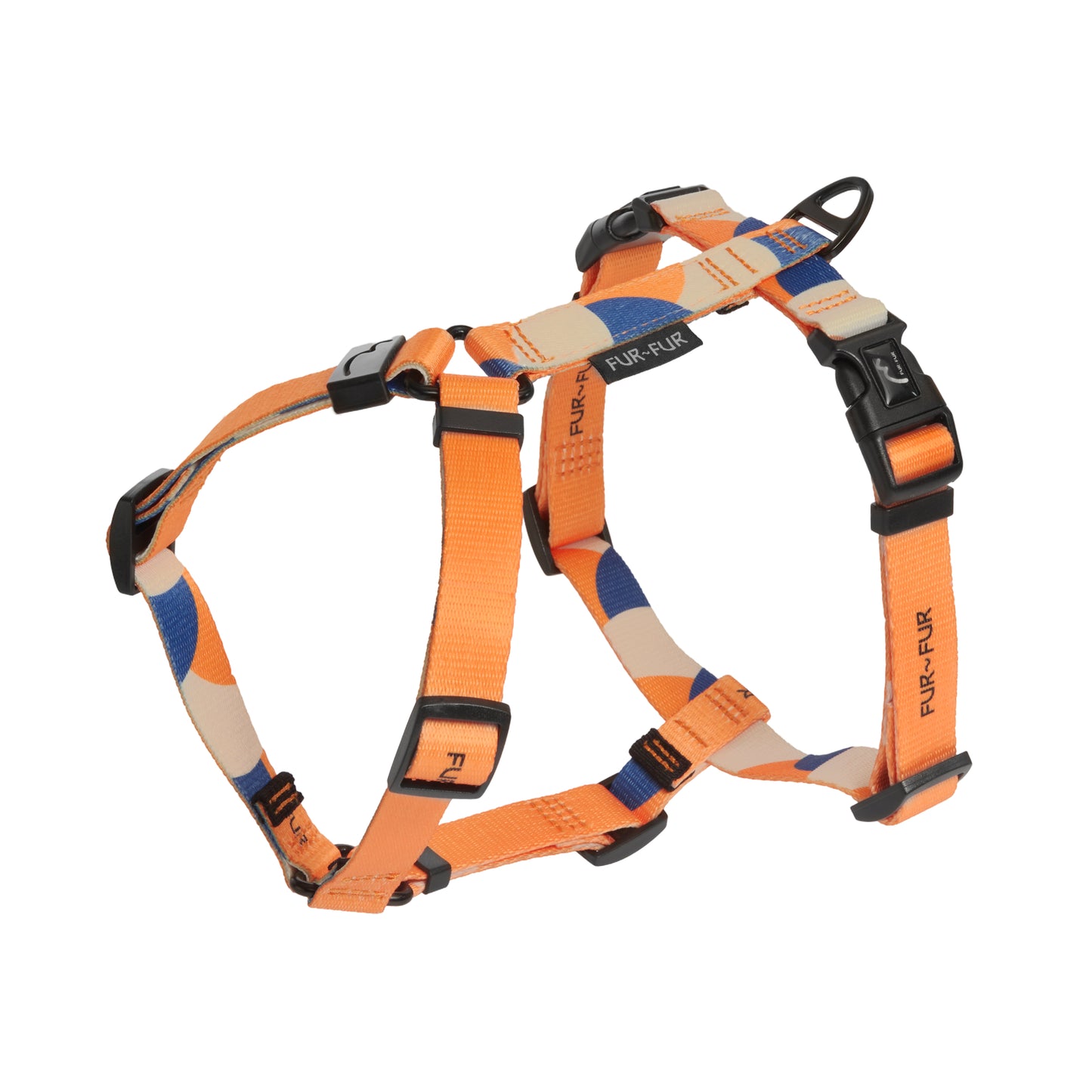 Stylish anatomical dog harness - GEOMETRY / ORANGE