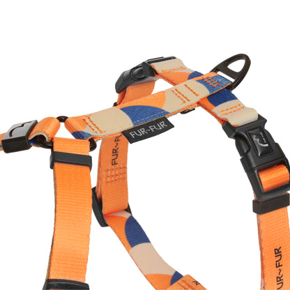 Stylish anatomical dog harness - GEOMETRY / ORANGE