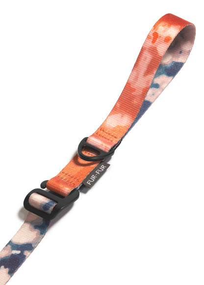 Adjustable length dog leash ORANGE/BLUE TIE-DYE