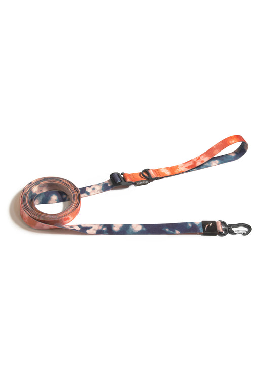 Adjustable length dog leash ORANGE/BLUE TIE-DYE