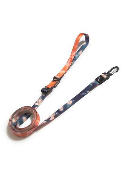 Adjustable length dog leash ORANGE/BLUE TIE-DYE